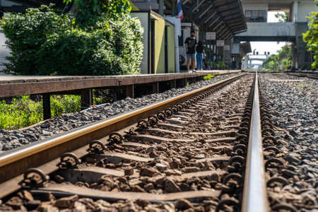 Thailand Railway ground in the open sky day at Lat Krabang Station, Bangkok Thailand.