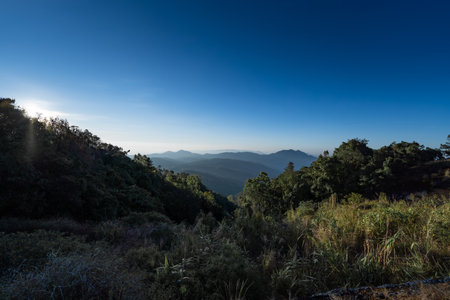 Space area in the midst of mountain nature on the way to Doi Inthanon. Chiang Mai Province.の写真素材