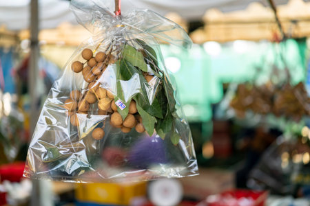 sweet Tropical fruits, longan orchards ready for sales and eat, Thailand.の写真素材
