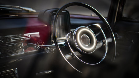 steering; craftsmanship; wheel; vintage; car; chrome; quality; leather; classic; retro; design;...