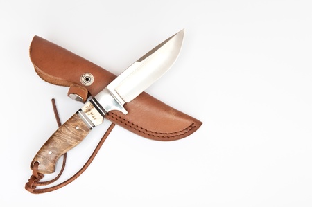 knife with holster on isolate on whiteの写真素材