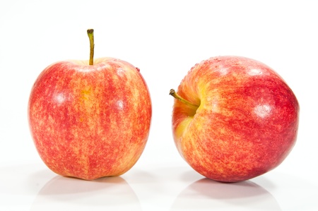 apple with drop close upの写真素材