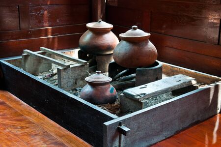 thai old kitchen style with clay potの写真素材