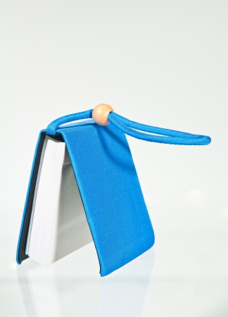 Small blue notebook close upの写真素材