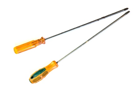 old screwdriver on  white backgroundの写真素材