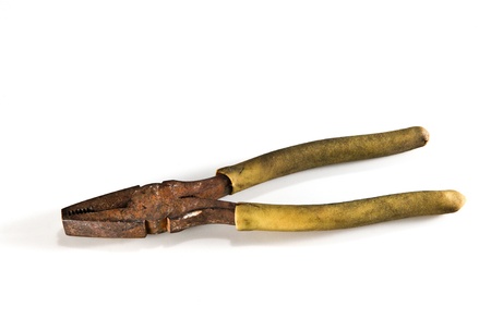 old Pliers  on white backgroundの写真素材