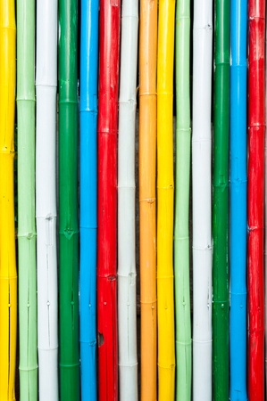 colorful bamboo  fance close upの写真素材