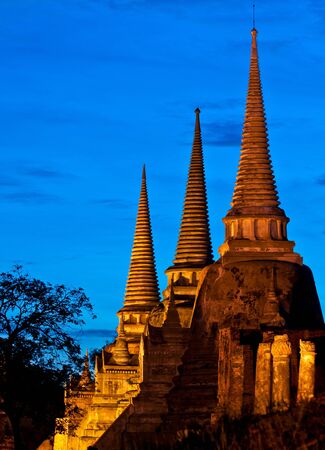 Ancient temple and pagoda in Thailandの写真素材