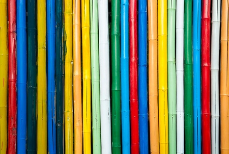 colorful bamboo  fance close upの写真素材