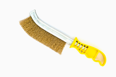 Wire brush tool isolated on whiteの写真素材