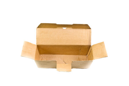 Open cardboard box on a white background