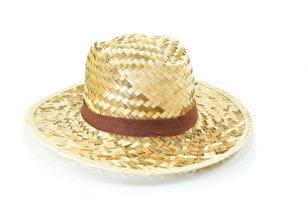 hat made of plant on white backgroundの写真素材