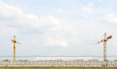 construction cranes on the sky backgroundの写真素材