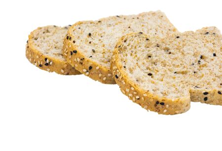 bread with cereal on white background