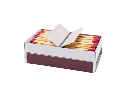 matchs in paper box on white background close up