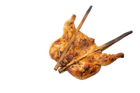 roast chicken that looks delicious on a white backgroundの写真素材