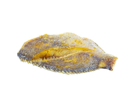 fried tilapia on a white background close upの写真素材