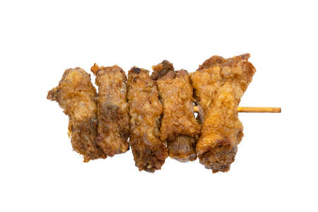 delicious fried chicken neck on white background closeupの写真素材