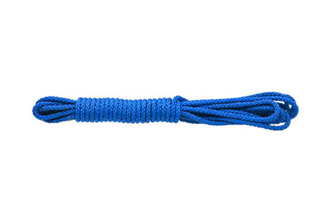 colorful blue rope roll on white background closeupの写真素材