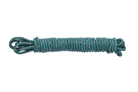 colorful green rope roll on white background closeupの写真素材
