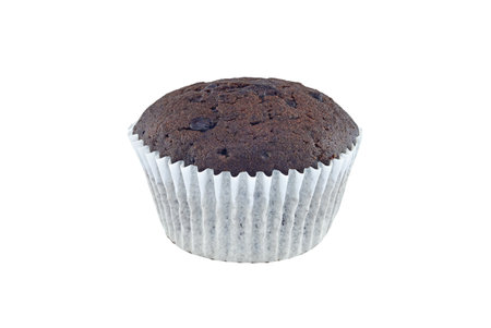 chocolate cupcakes on white background close up,isolatedの写真素材