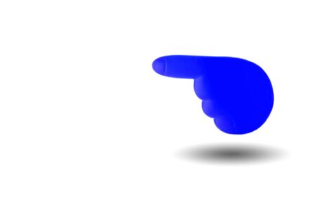 Blue Hand on white background. Pointing finger.  This has clipping path.の写真素材