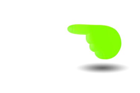 Green Hand on white background. Pointing finger.  This has clipping path.の写真素材