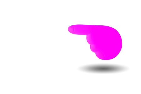 Pink Hand on white background. Pointing finger.  This has clipping path.の写真素材