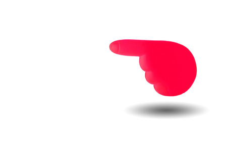 Red Hand on white background. Pointing finger.  This has clipping path.の写真素材