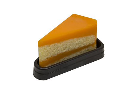Orange Cake in Package on White background. This has clipping path.の写真素材