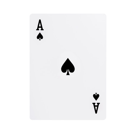 Ace of spades playing card, isolated on white background.