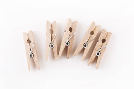 Clothes Pegs on White Backgroundの写真素材
