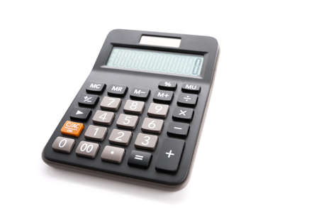calculator isolated on white background, device for calculating the numbersの写真素材