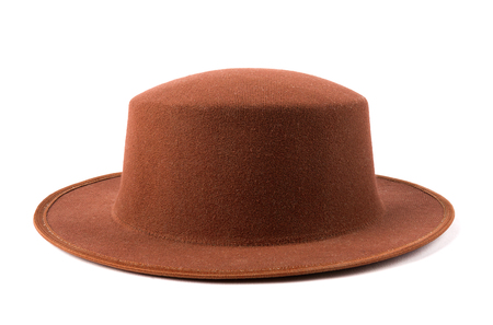Brown felt hat isolate on white backgroundの写真素材