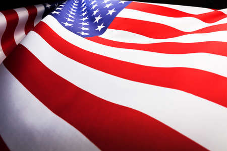 Beautifully waving star and striped United States of America flag.Studio shotの写真素材