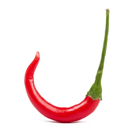 Red chilli isolated on white background with clipping pathの写真素材