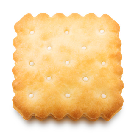Dry crackers and cream cheese isolate on white background with clipping pathの写真素材