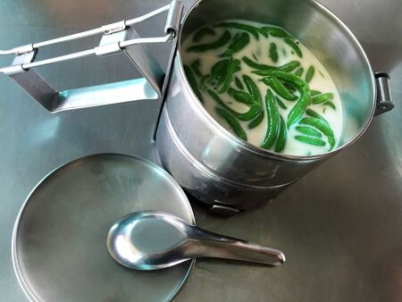 Lod Chong Thai famous Dessert in Coconut Milk (Thai pandan short vermicelli in palm-sugar coconut milk)の写真素材