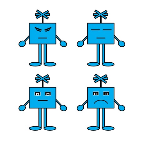 Cartoon emotions ,Blue cartoon character he was disappointed he discouraged his distress, his fatigue, he expressed his sadness depression, fatigue, aching pain.のイラスト素材