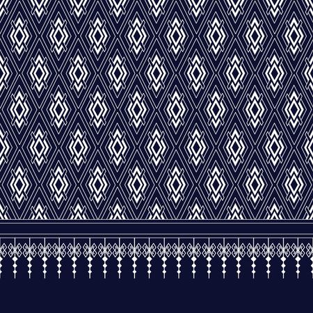 Geometric Ethnic pattern on dark blue ,White stripes and dark blue background.のイラスト素材
