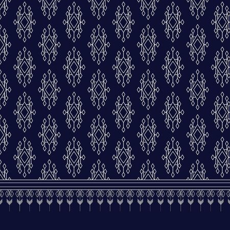 Geometric Ethnic pattern on dark blue ,White stripes and dark blue background.のイラスト素材