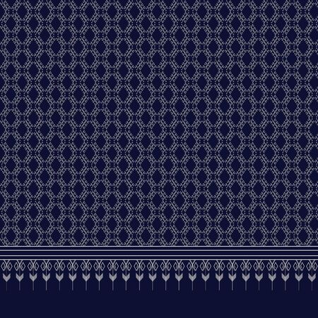 Geometric Ethnic pattern on dark blue ,White stripes and dark blue background.のイラスト素材
