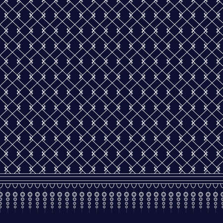 Geometric Ethnic pattern on dark blue ,White stripes and dark blue background.のイラスト素材