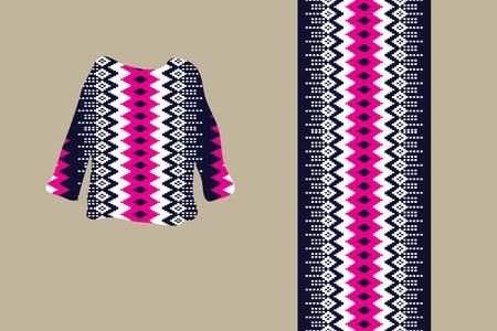Geometric Ethnic pattern design for background,carpet,wallpaper,clothing,sarong,wrapping,Batik,fabric,Vector illustration.embroidery style.のイラスト素材