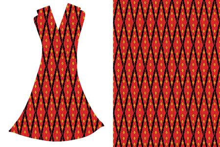 Geometric Ethnic pattern.Vector fashion illustration women's dress.のイラスト素材
