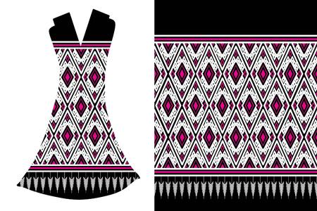 Geometric Ethnic pattern.Vector fashion illustration women's dress.