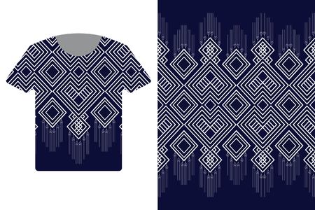 Illustration of T-Shirt Design Template with Geometric ethnic pattern traditional.のイラスト素材