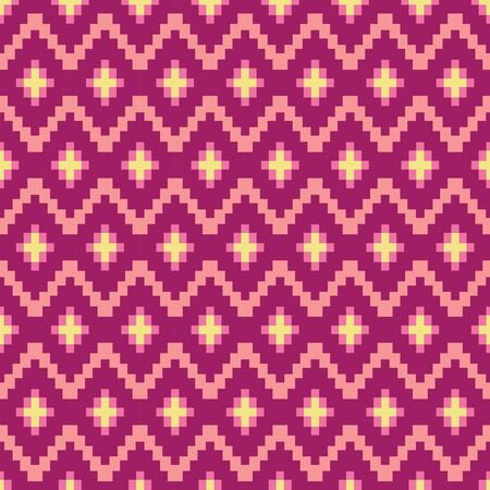 Geometric ethnic pattern traditional Design for background,carpet,wallpaper,clothing,wrapping,Batik,fabric,sarong,Vector illustration embroidery style.のイラスト素材