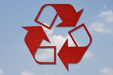 Recycled Symbol on Sky Backgroundの写真素材