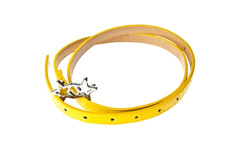 Yellow belt isolated on white backgroundの写真素材